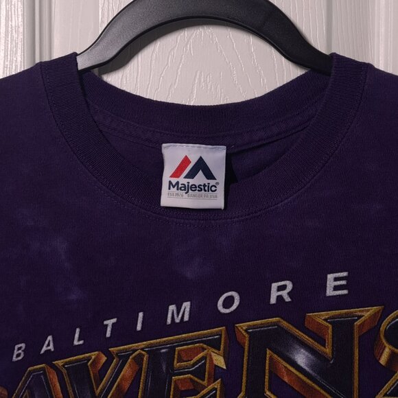 Baltimore Ravens Helmet USED Shirt (L, Purple Tie-Dye, Football, Majestic) - Picture 3 of 8